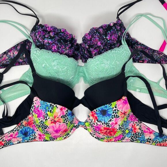 Victoria’s Secret Lot of 4 Bras Push Up Demi Lace Multicolor Women’s Size 32C - Picture 3 of 13
